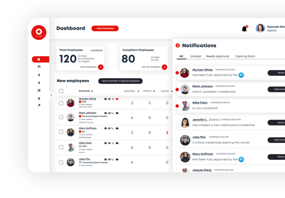Salus notifications panel showing AI-approved credentials