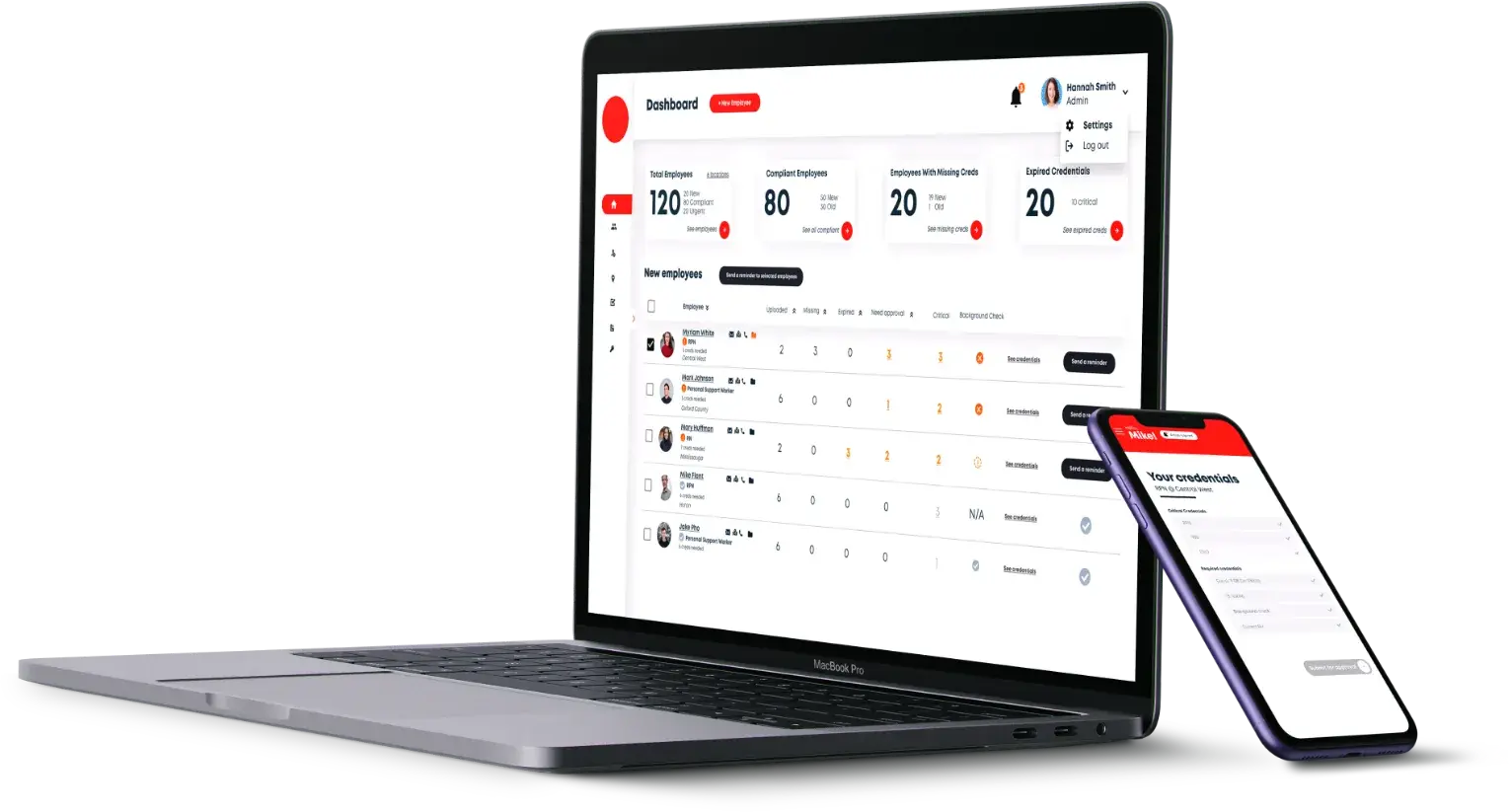 Salus dashboard shown on a laptop next to the Salus mobile app