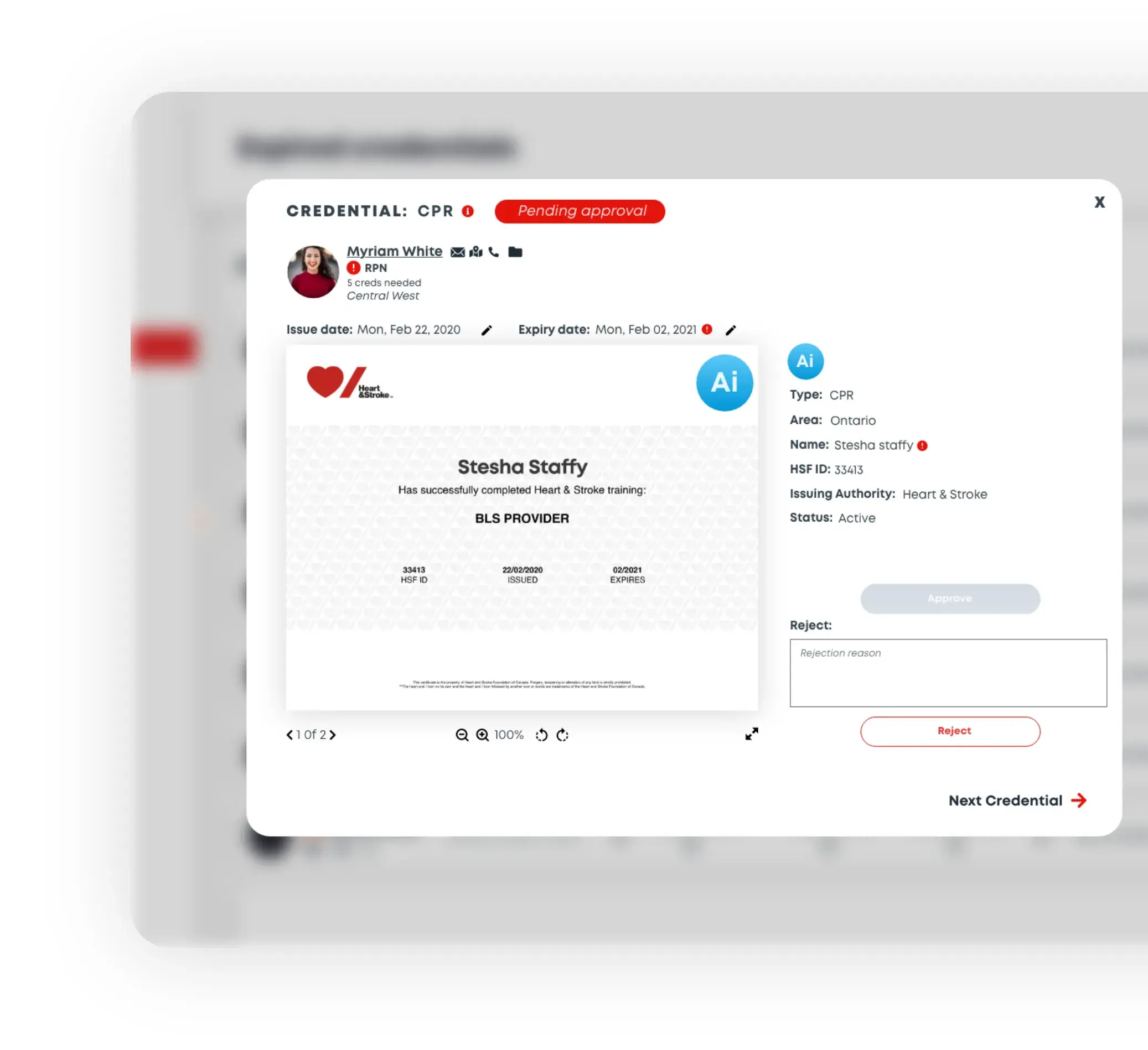 License verification results inside Salus